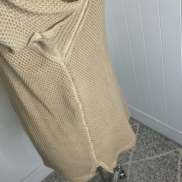 FREE PEOPLE She's A Keeper Thermal Waffle Knit Sweater Winter Wheat Tan XS - Picture 6 of 13